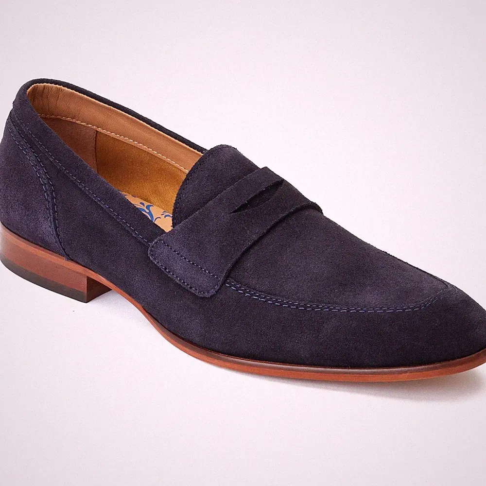 Base London Bruno Herren Mokassins Aus Leder In Marineblau