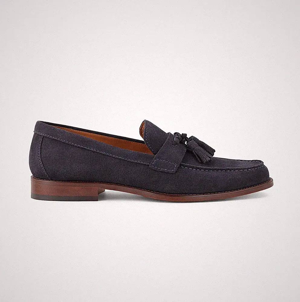 Base London Flint Herren Wildleder Leder Schnürung Komfort Mandel Spitze Marine Halbschuhe