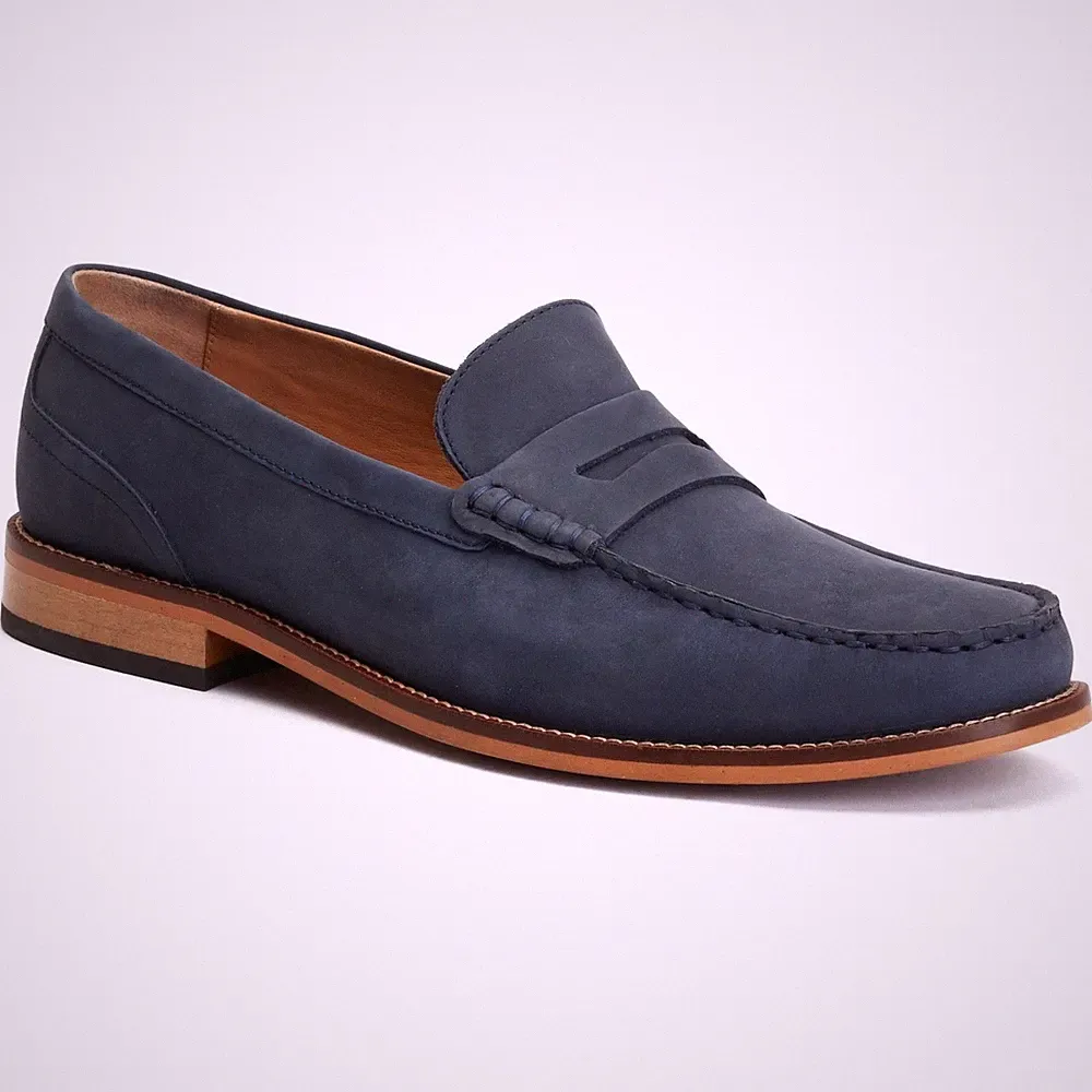 Base London Garfield Herren Mokassins Aus Leder In Marineblau