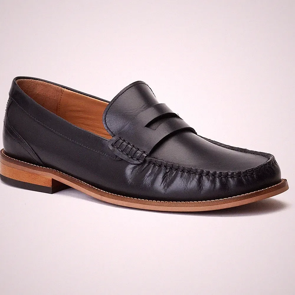 Base London Garfield Leder Herren Schwarze Mokassins