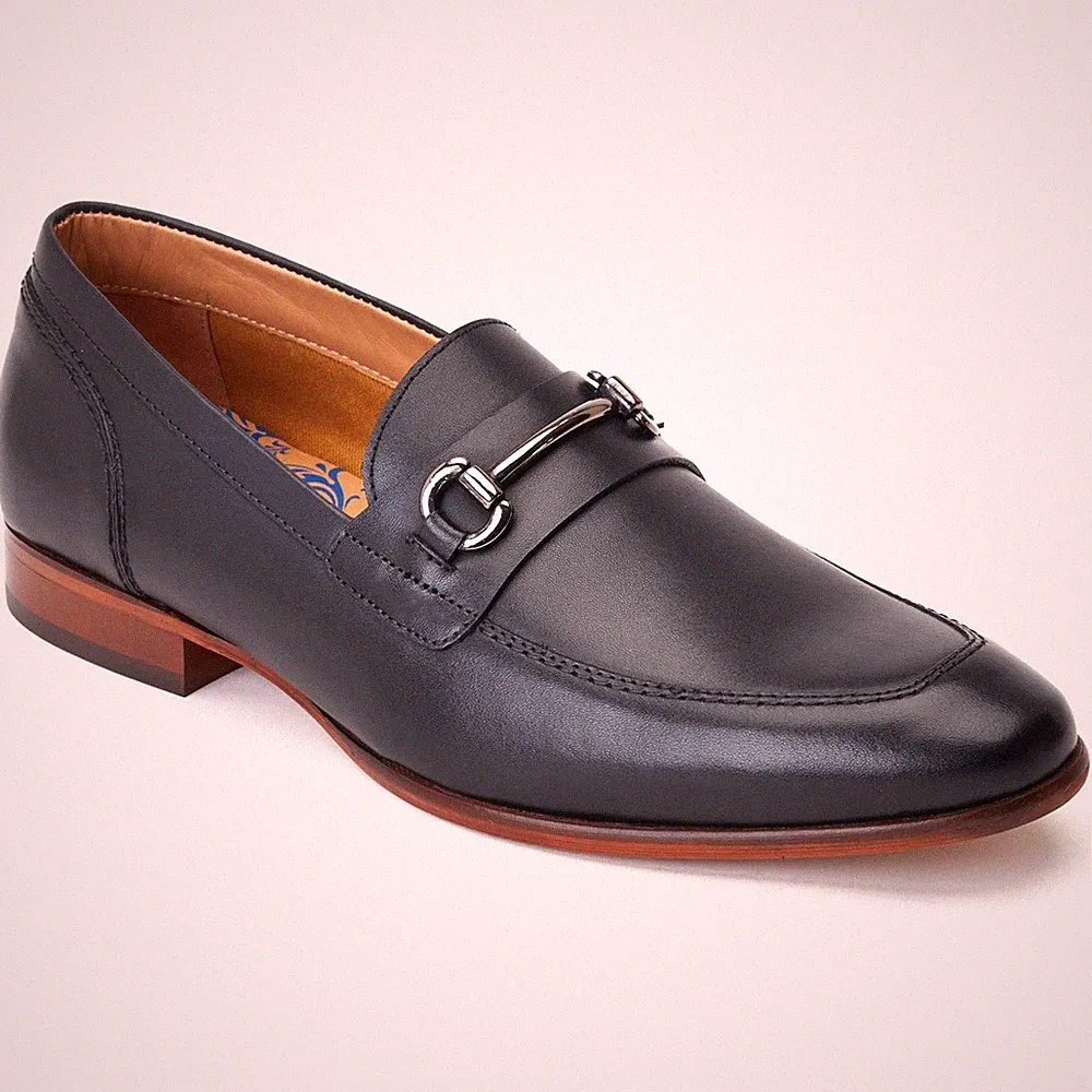 Base London Russo Leder Herren Schwarze Mokassins