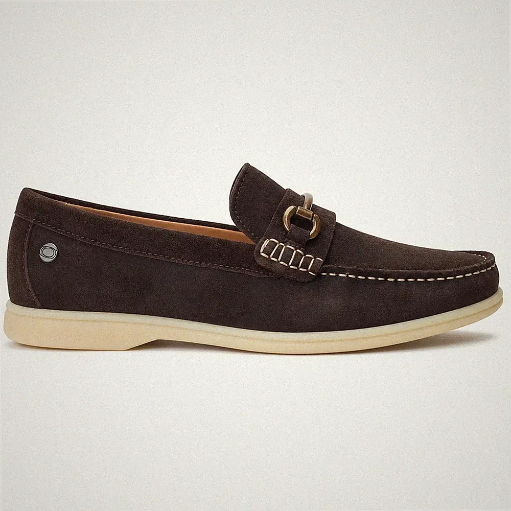 Base London Snapper Herren Leder Pull-On Komfort Braun Freizeitschuhe