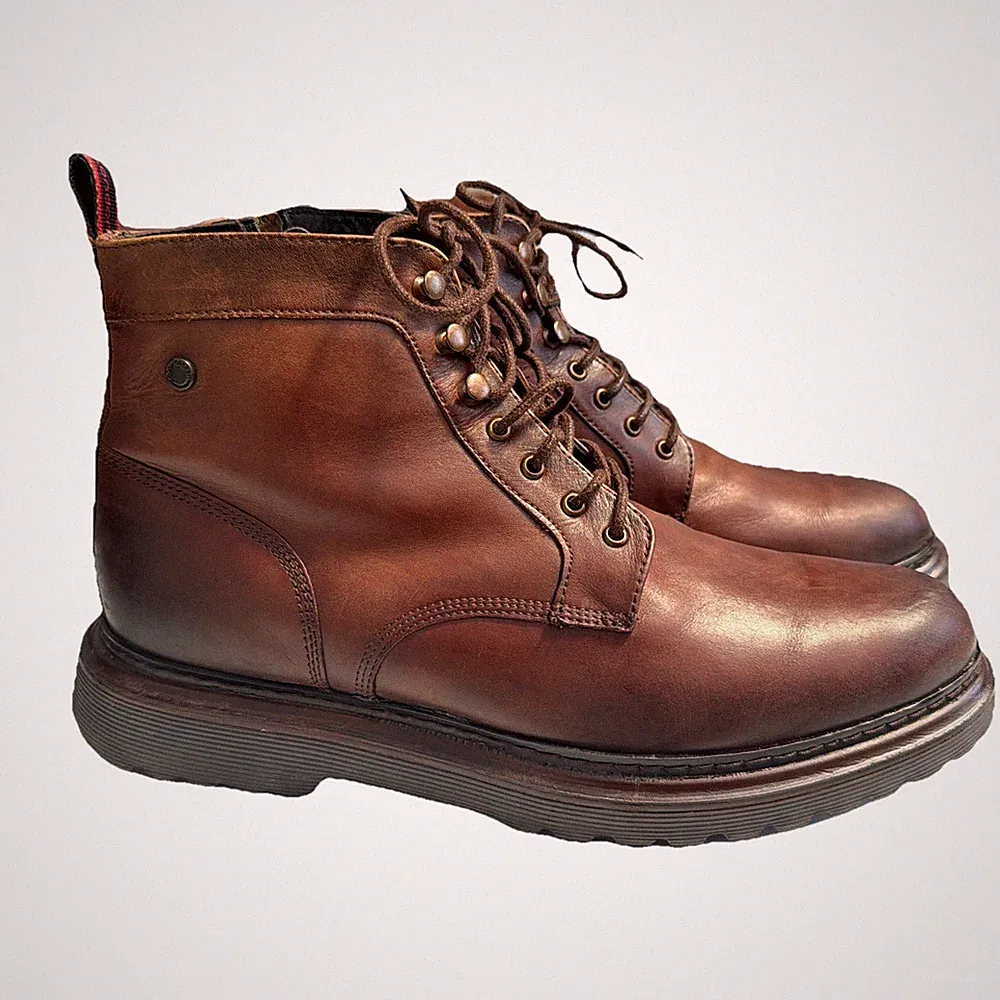 Base Of London Herren Massimo Braun Stiefeletten Leder Stiefel Seitlicher Reißverschluss Größe 12/46/US13