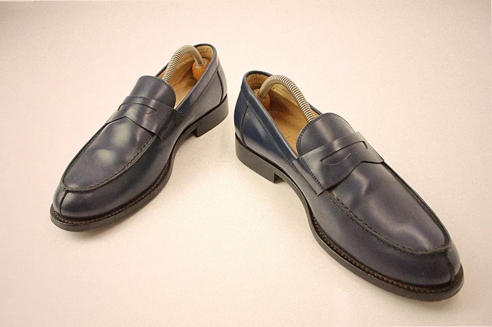 Basile Penny Loafer Slipper Apron Leder Dunkelblau Italy Herren EU 40 UK 6,5