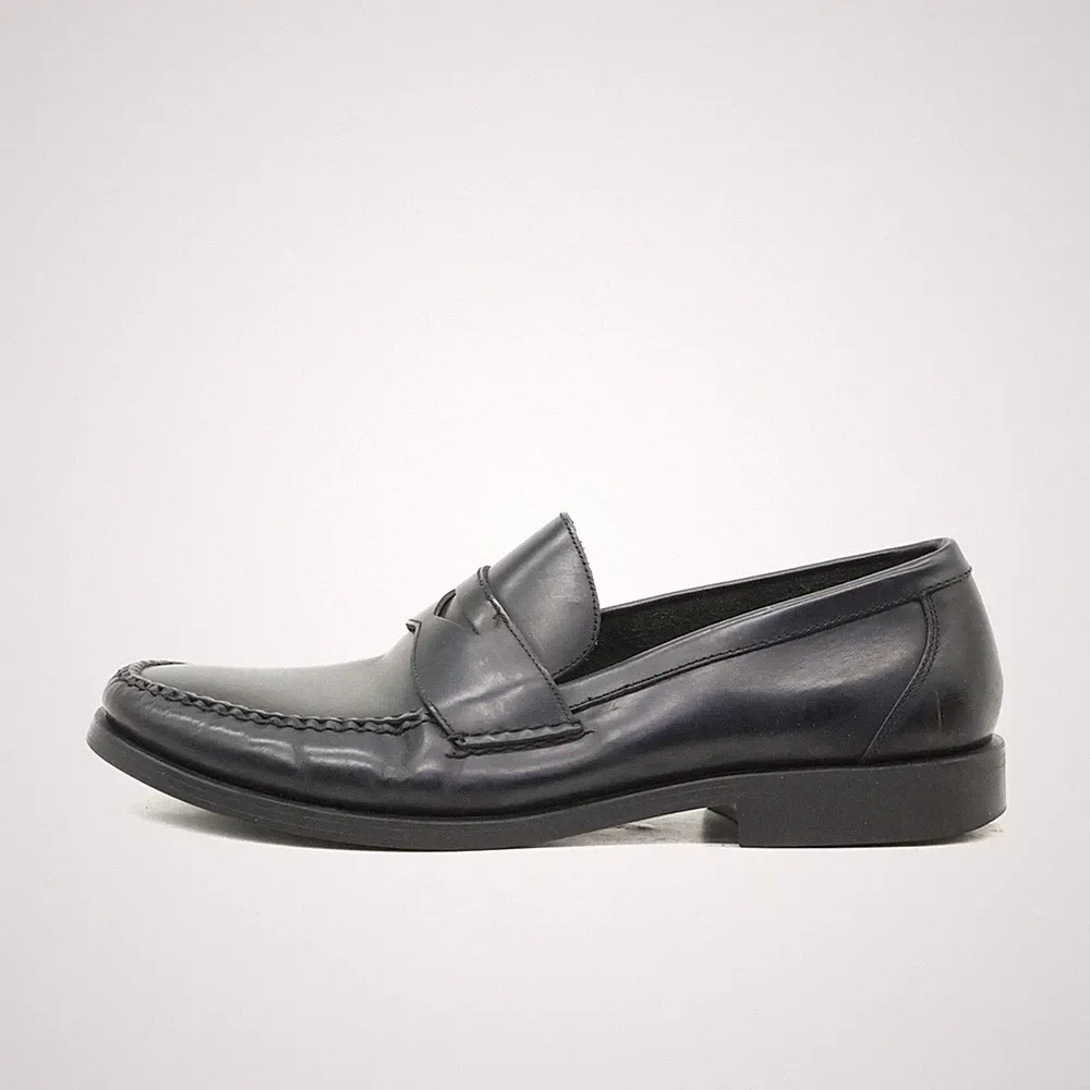 Bass Herren Zevon Halbschuhe Schwarz Leder Komfort Loafer EU 46