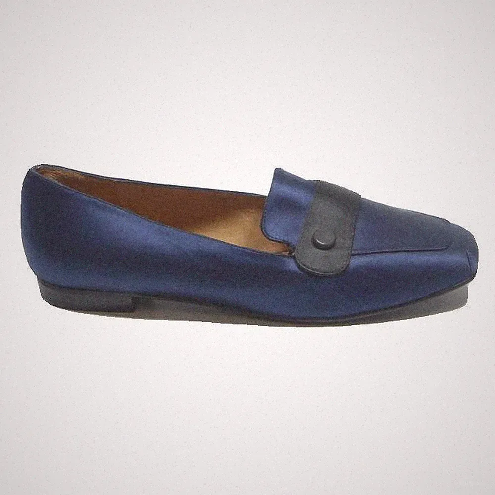 BATA Damen Leder Loafer Schuhe Navy Blau UK 7 Elegant Komfort Slip On