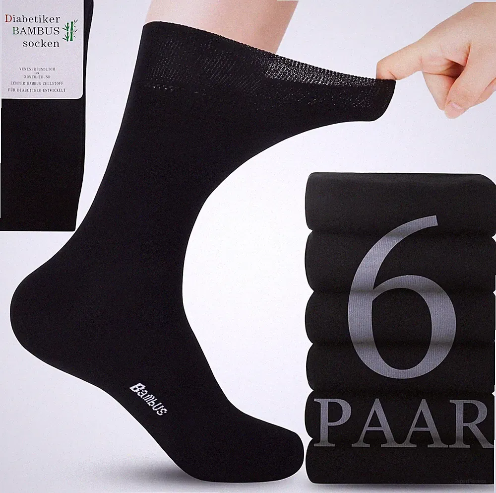 Belloxis 6 Paar Diabetikersocken Herren Bambus Ohne Gummibund Größe 43-46