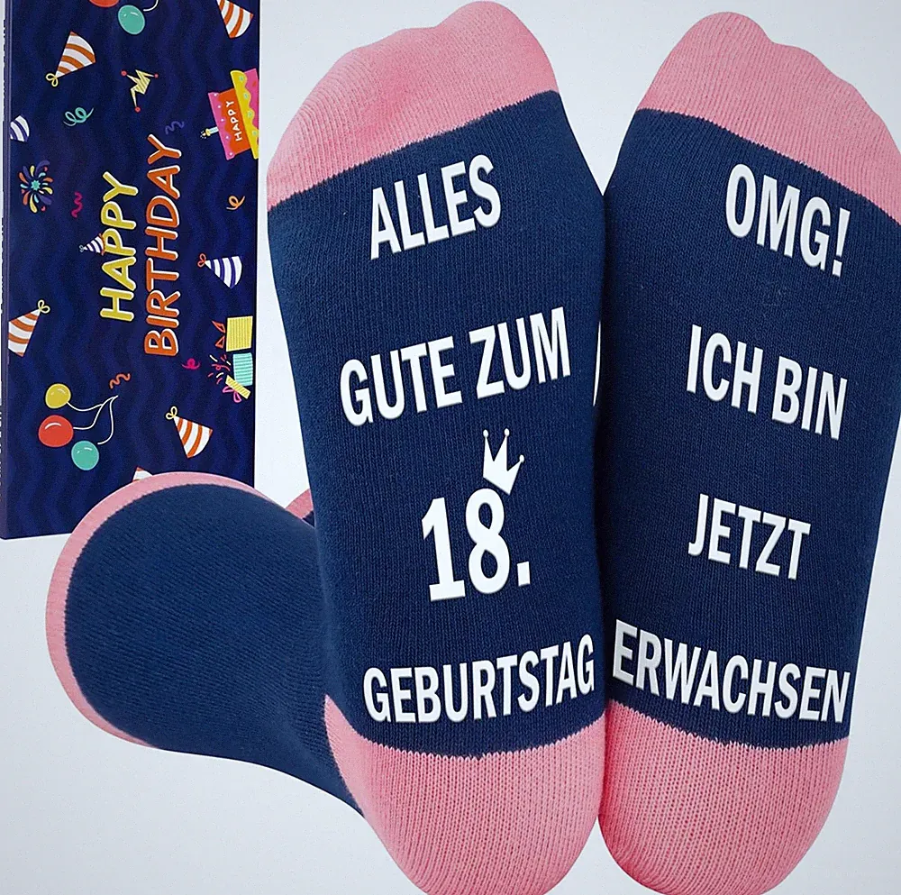 Belloxis Damen Socken Geschenk 18. Geburtstag Besondere Socken Größe 39-42