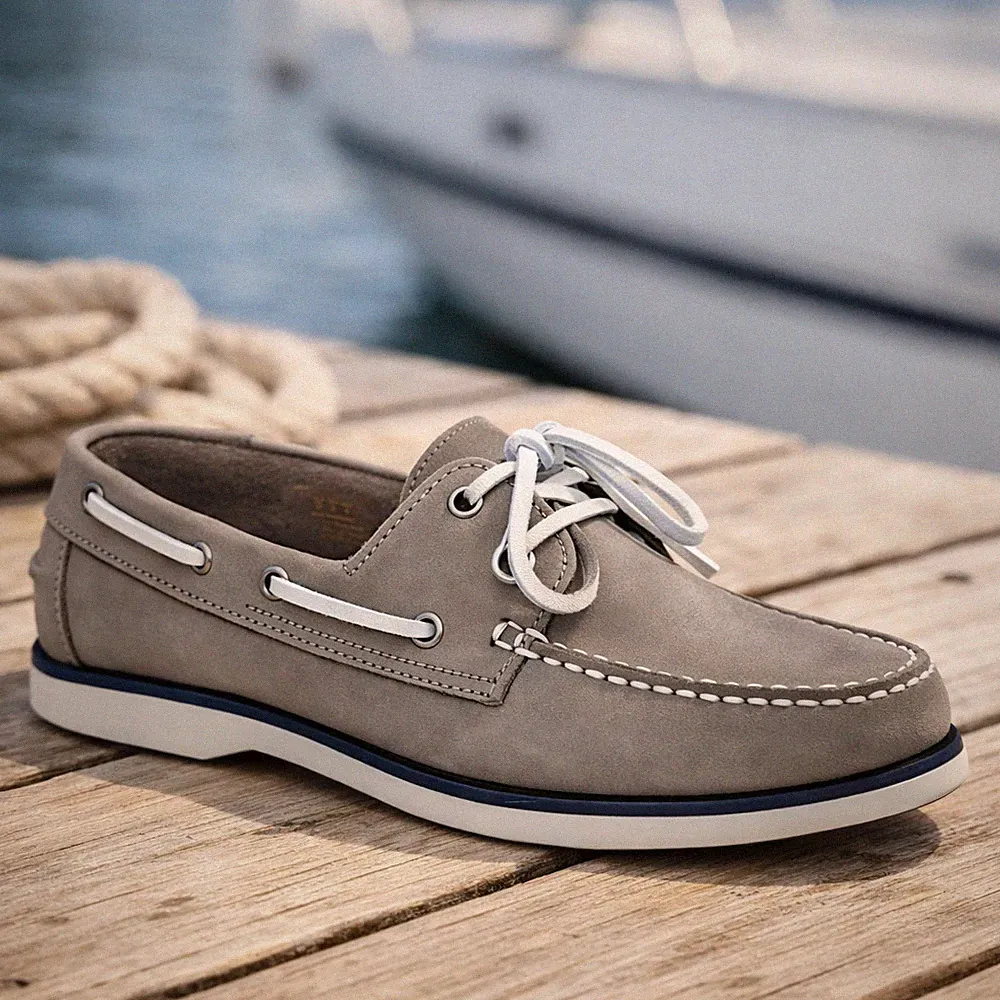 BELMONDO Herren Bootsschuh Fb. Grau - Leder -Grösse 43- NEU unsisex