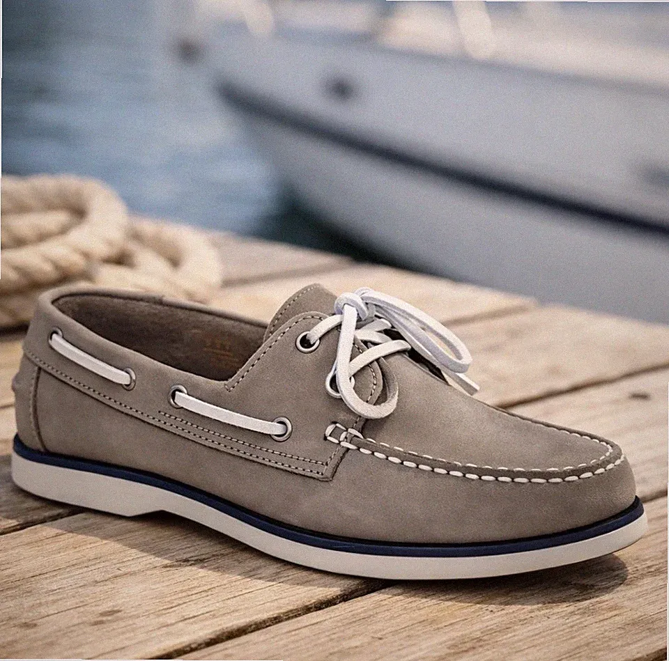 BELMONDO Herren-Bootsschuh grau Nubukleder Grösse 42 NEU!