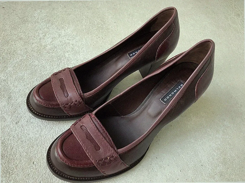 BELMONDO Pumps ungetragen Leder braun bordeaux Gr. 38 Damen Schuhe Penny Loafer
