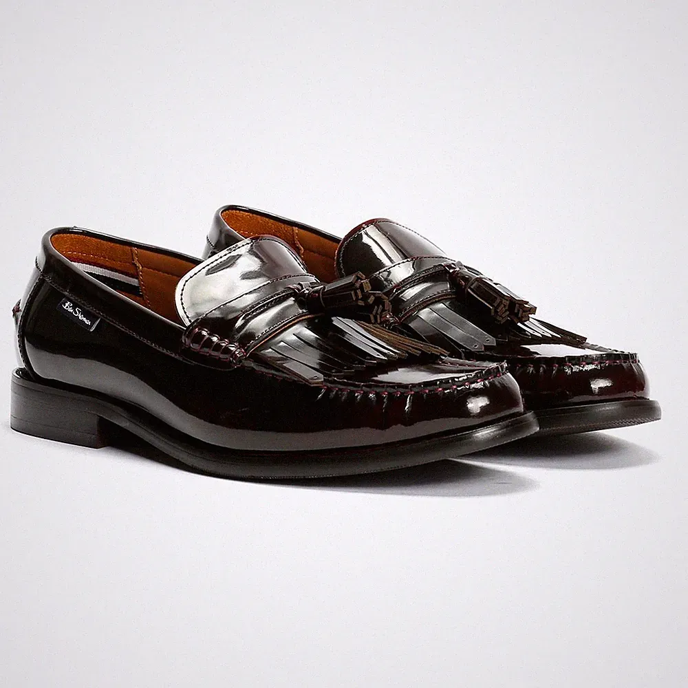 Ben Sherman Buster Leder Herren Rote Slipper