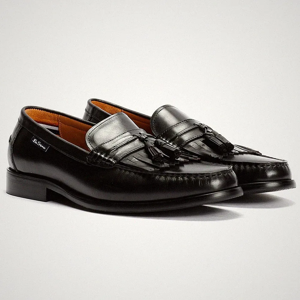 Ben Sherman Buster Leder Herren Schwarze Loafer