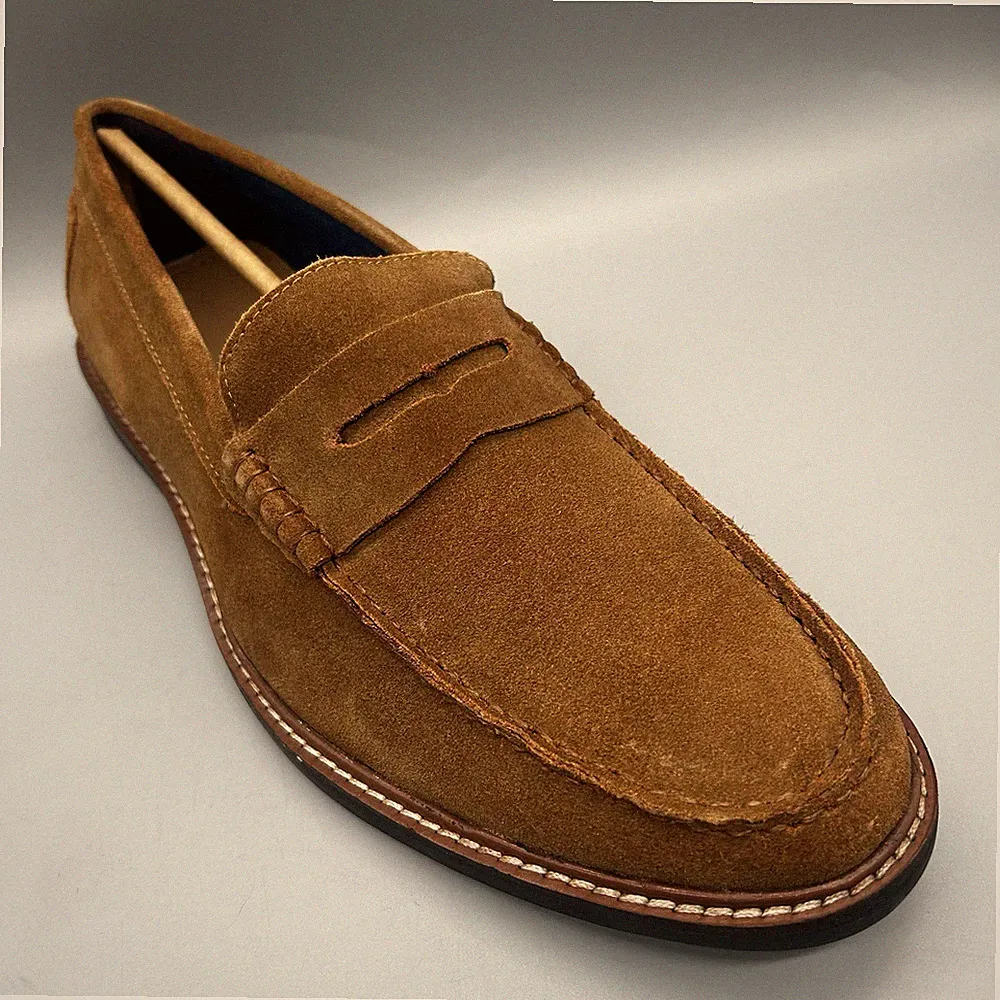 Ben Sherman Penny Halbschuhe Braun Wildleder Leder Herren Uk 11,5 Mods Terrassen