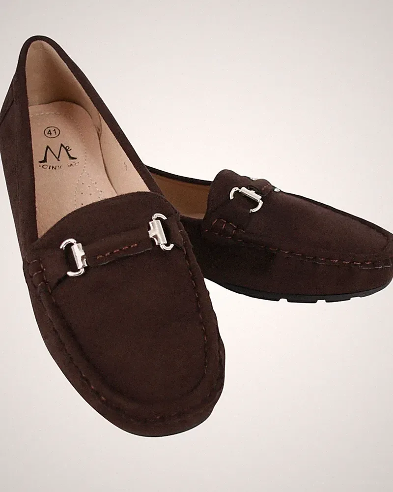 Bequeme braune Wildleder-Loafer für Damen – Halbschuhe für den Frühling