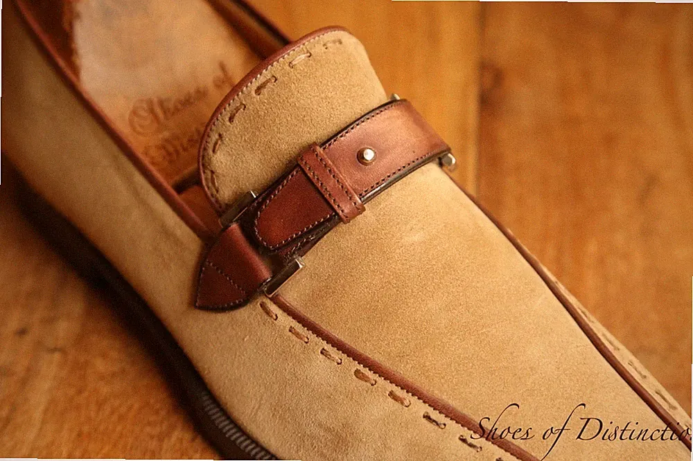 Berluti Hellbraun Wildleder Leder Schnalle Schuhe Halbschuhe Herren UK 7 US 8...