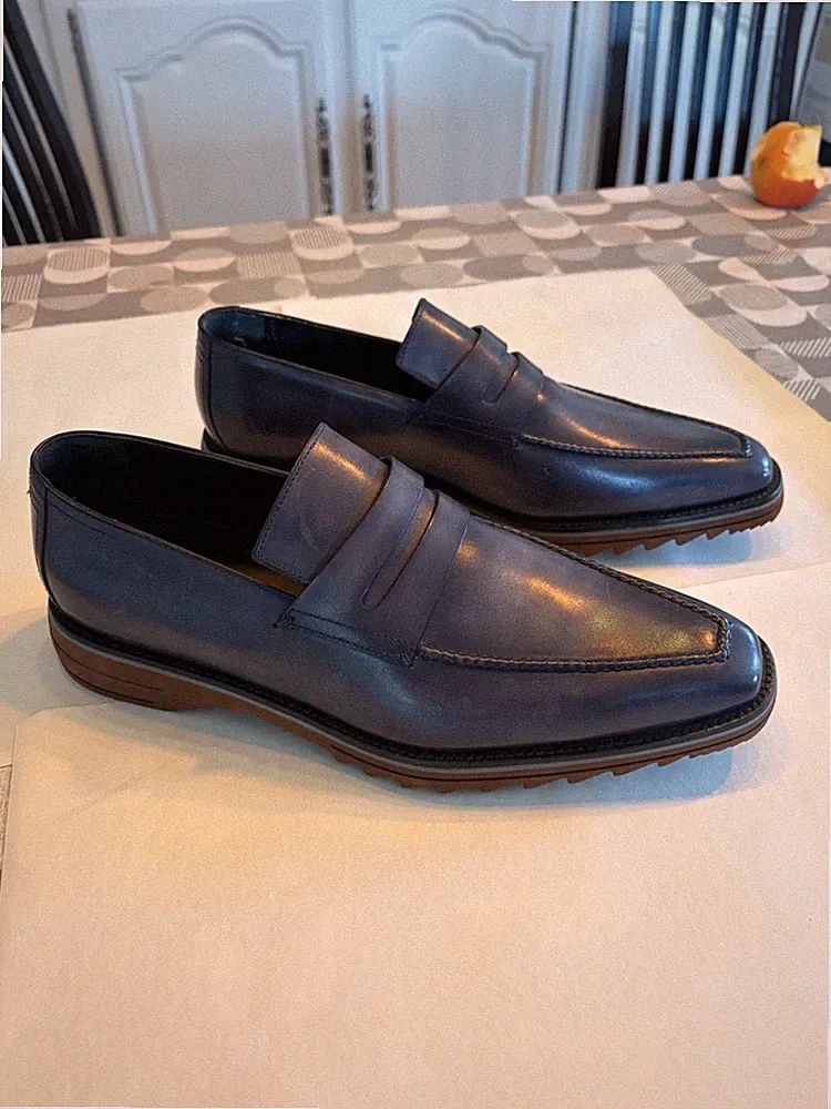 Berluti Paris - Halbschuhe Leder Venezia grau patiniert - Gr. 41 - Top Zustand