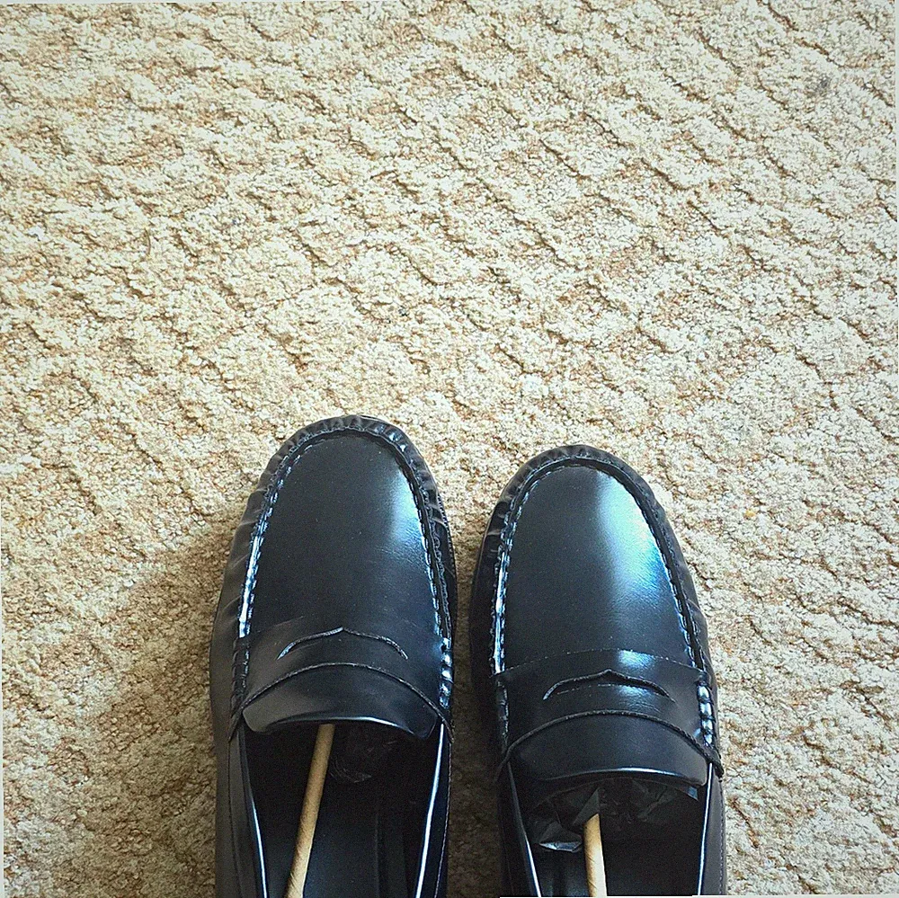Bershka Herren Slipper Loafer elegant Schwarz EU 45 Polyurethan Ziernähte