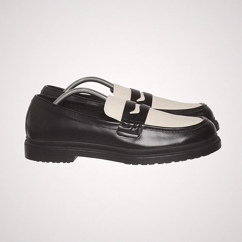 Bershka, Loafers, Größe: 44, Schwarz/Weiß, Herren #UeV
