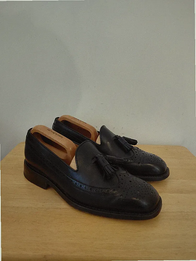 Berwick Black Tassel Loafers 6 Schuhe Leder England Northampton Brogue Slipper