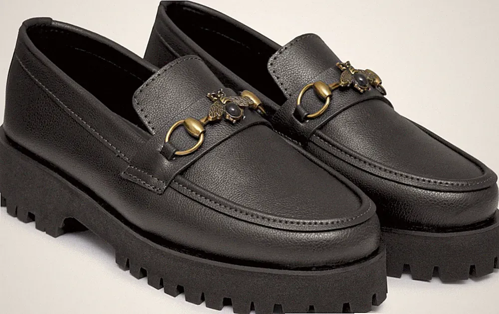 Bespoke Men’s Black Leather Penny Loafers | Chunky Slip-On Custom Dress Shoes
