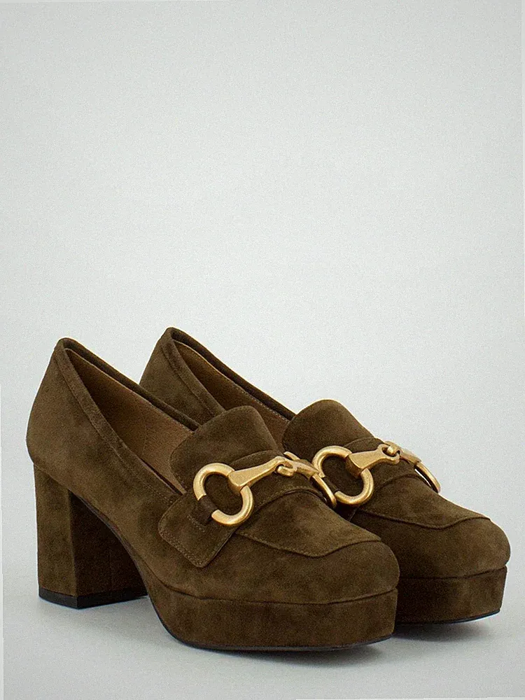 BIBI LOU - DAMENSCHUH HALBSCHUH PLATEAU WILDLEDER BRAUN 542p30vk