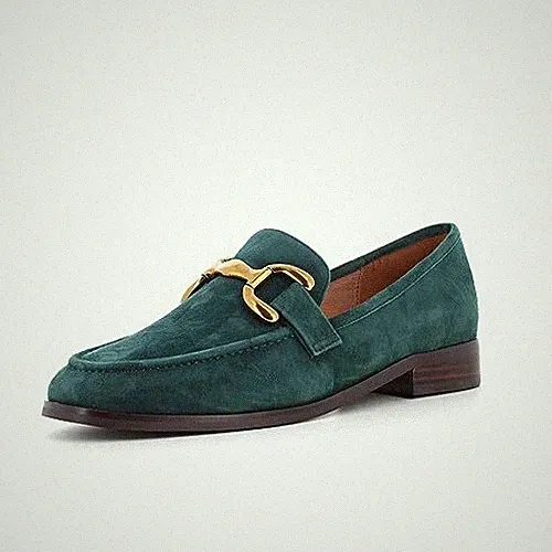 BIBI LOU - DAMENSCHUH MOKASSIN ZUBEHÖR METALL WILDLEDER GRÜN 572Z30V