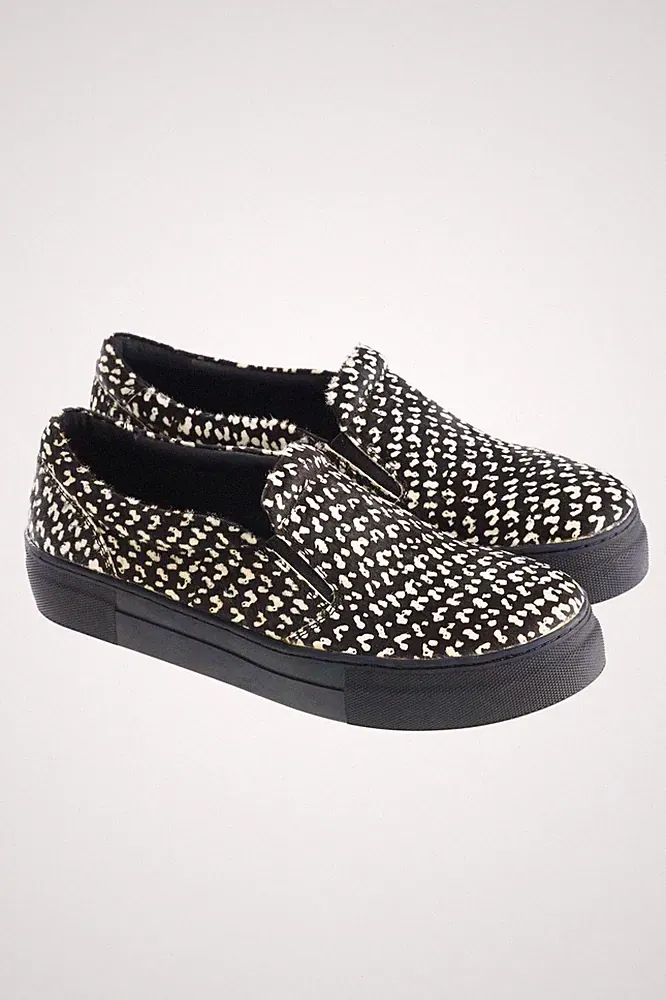 BIBI LOU Loafer Plateau Leder Leo Print 39 schwarz elfenbein NEU