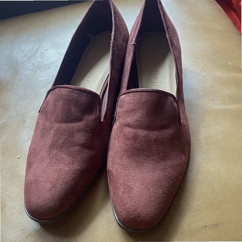 bin Marks & Spencer weinrote Wildlederschuhe Halbschuhe UK 3