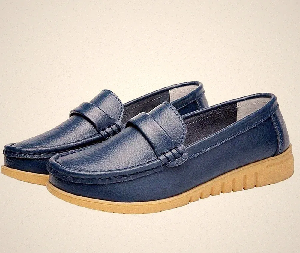 Blaue Leder Mokassins Loafers Gr. 38 NEU