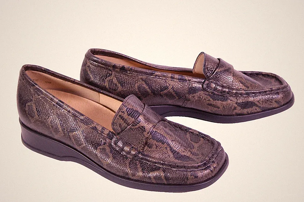 Bleil Schuhe Slipper Loafer Leder Schlangenlook Gr. 37,5 Wechselfußbett CR151