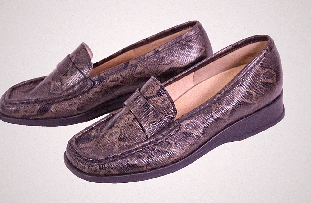 Bleil Schuhe Slipper Loafer Leder Schlangenlook Gr. 37,5 Wechselfußbett CR151
