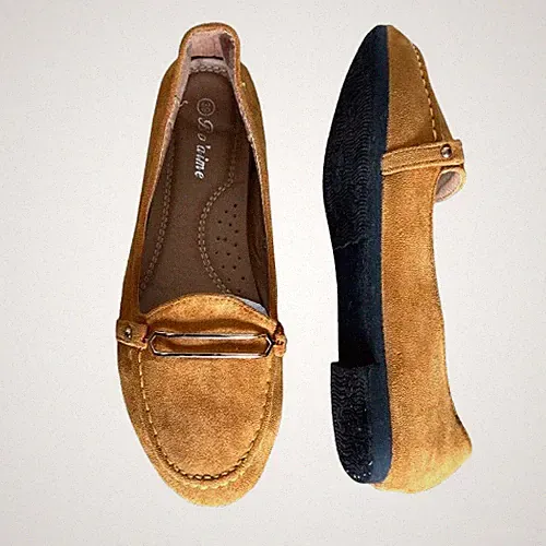 Bo'aime Halbschuhe Schuhe Damen senf Größe UK 6 EU 39 Wildlederimitat flach Ballerinas sehr guter Zustand.