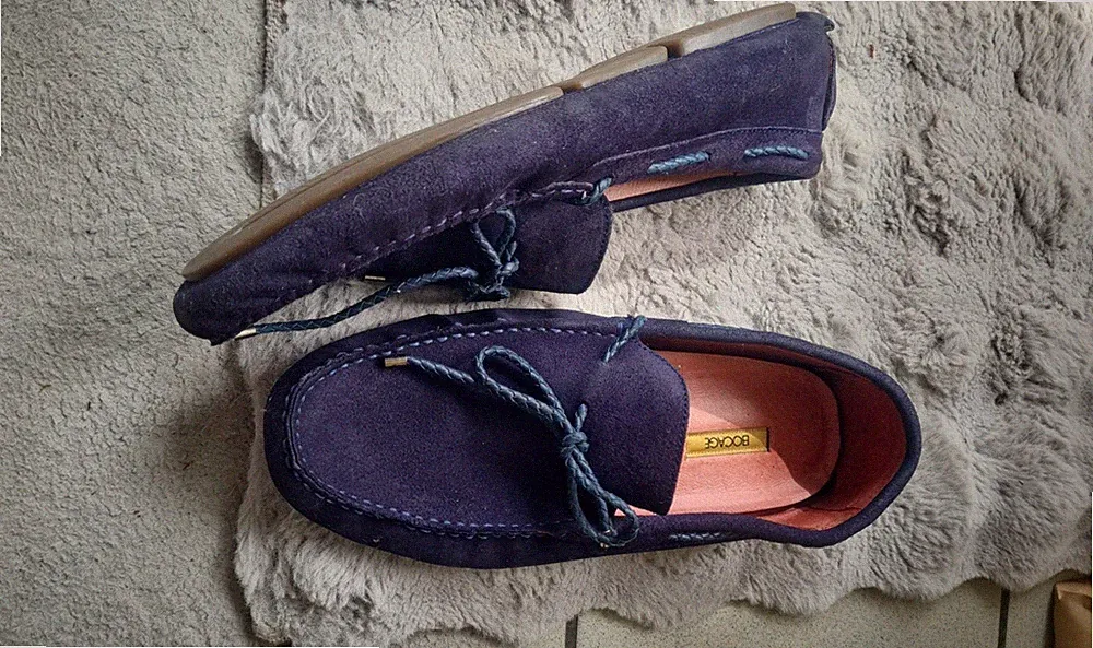 Bocage Driving Shoes Elegante dunkelblaue Wildleder-Loafer