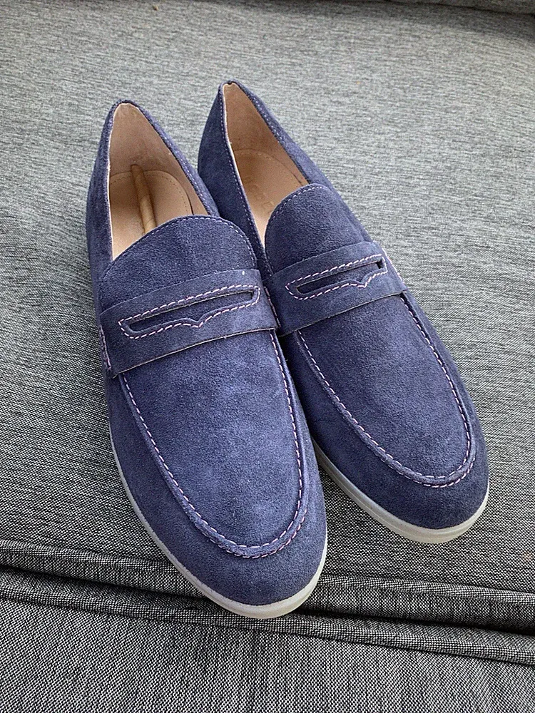Boden blaue Wildleder Halbschuhe Gummisohle Bootsschuhe Slipper Gr. EUR 41 - UK 7,5 NEU