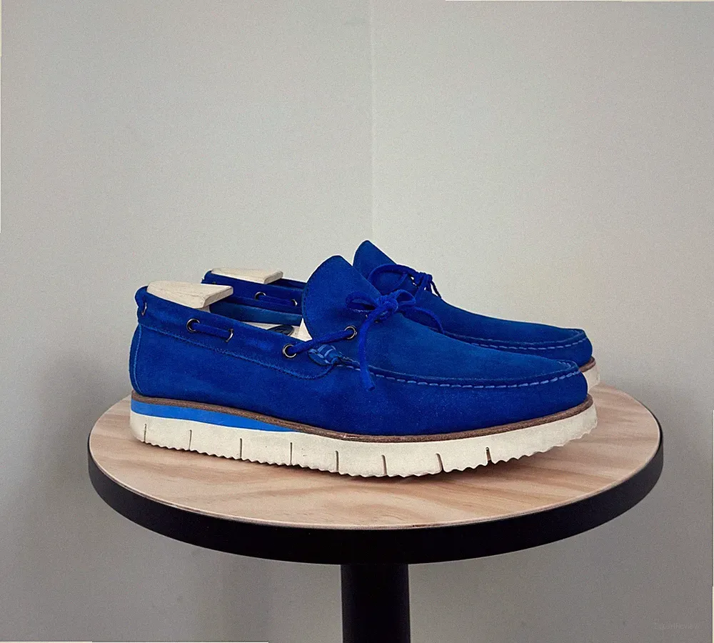 Bodileys Herren Königsblau Wildleder Halbschuhe Mokassin Fahrschuhe UK9,5 /...