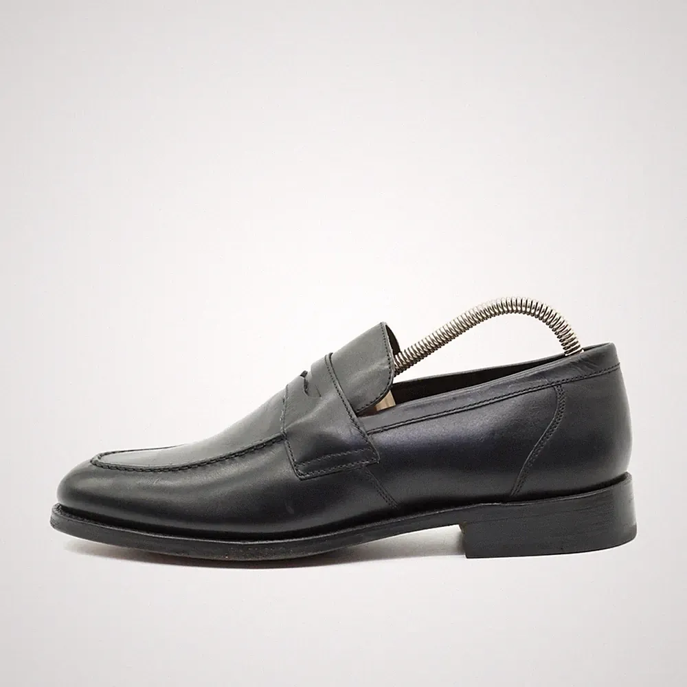 Boggi Herren Penny Loafer Abendschuh Schwarz Handgefertigt Milano EU 40