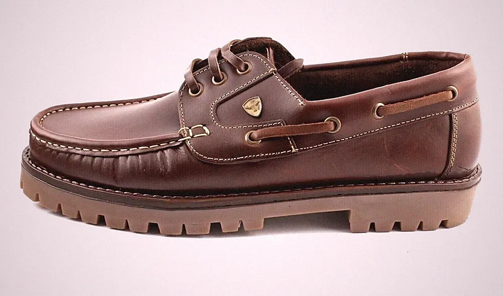 Bootsschuhe Herren braun Deckschuhe Segelschuhe Leder Schnürer 3 Eye Boat Shoes