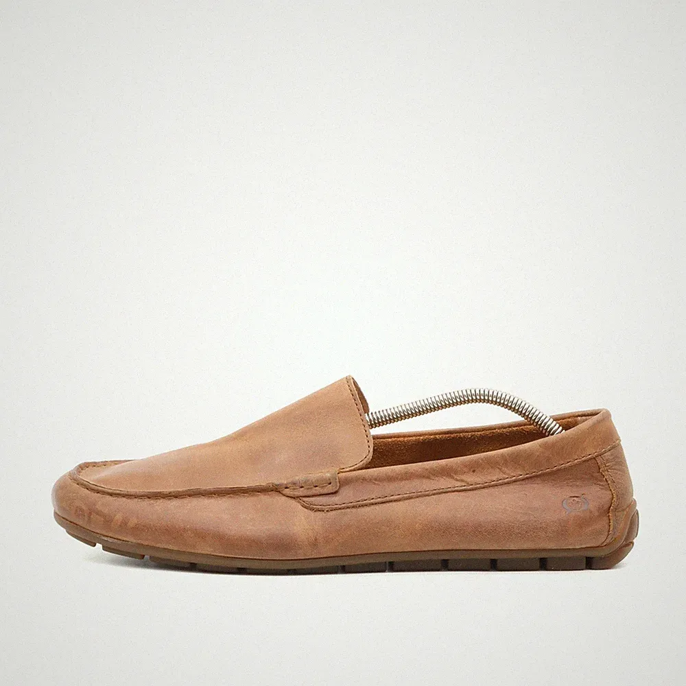 Born Herren HB237 Mokassin Braun Echtleder Atmungsaktiv, Komfort Loafer EU 44,5