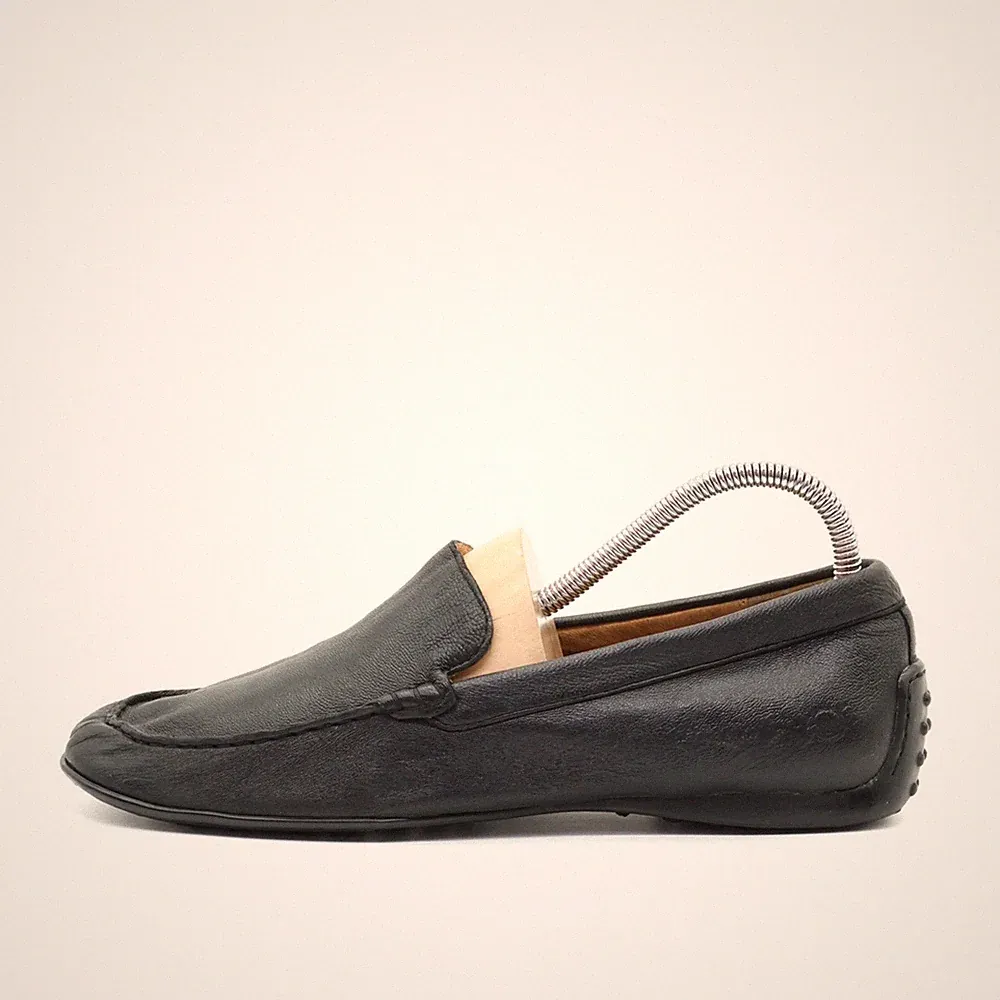 Born Herren Slipper EU 42 W3238 Schwarz Leder Handgefertigt Mokassin Loafer
