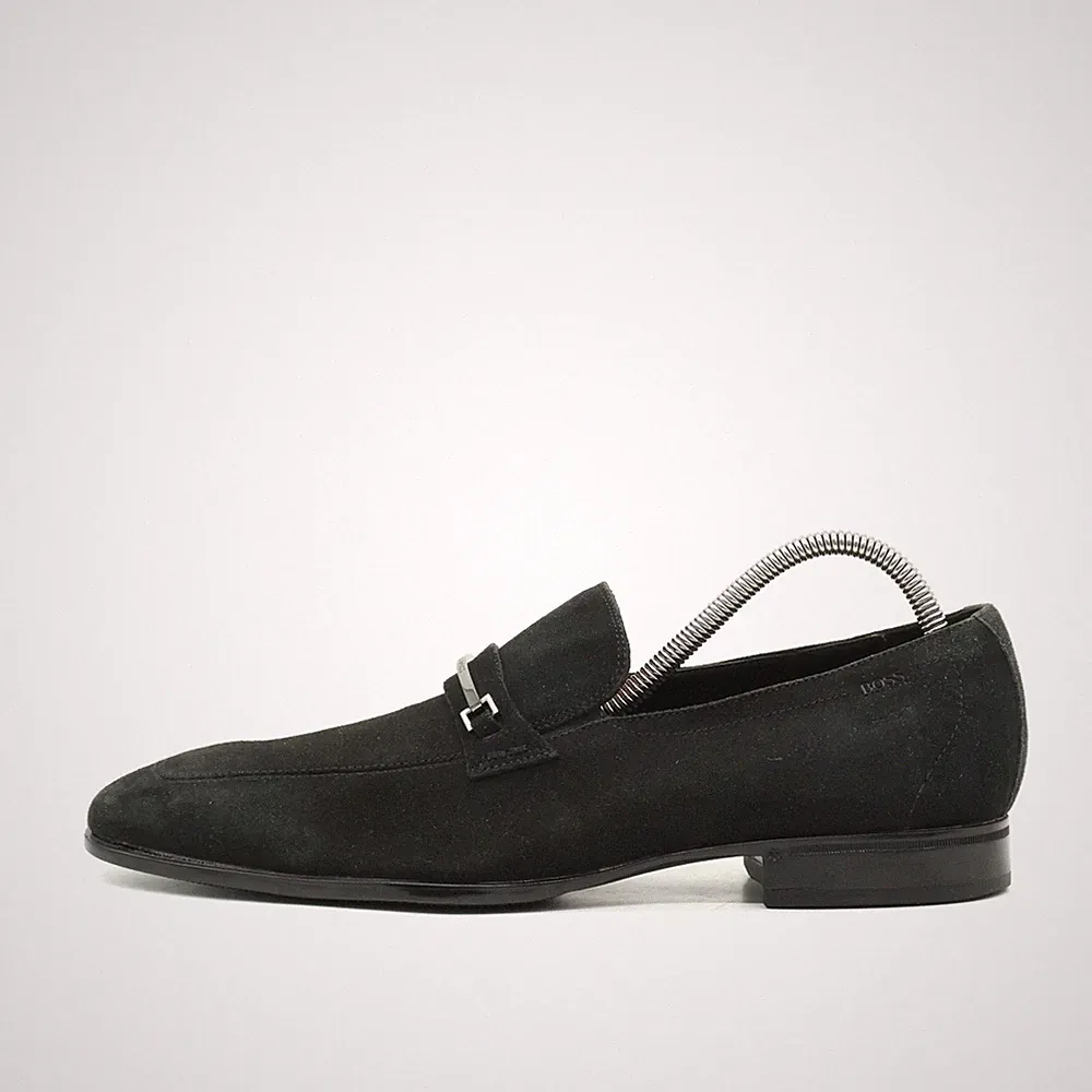 BOSS Herren Mokassin EU 43,5 50254760 Schwarz Wildleder Schnalle Loafer