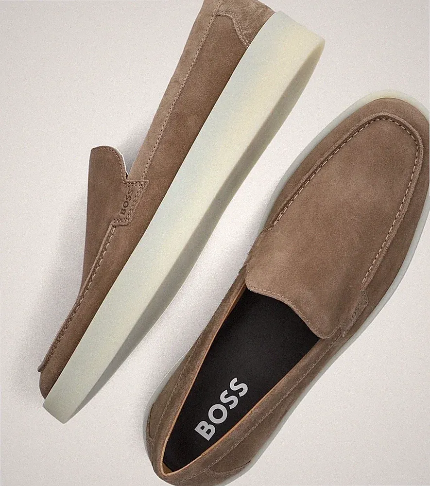 Boss Slipper Clay Loafer Beige Herren Wildleder Mokassins Slipper Schuhe EU42