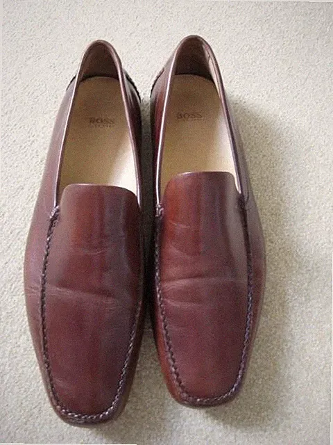 BOSS Slipper Loafer Gr. 11 - 46 Braun Glattleder