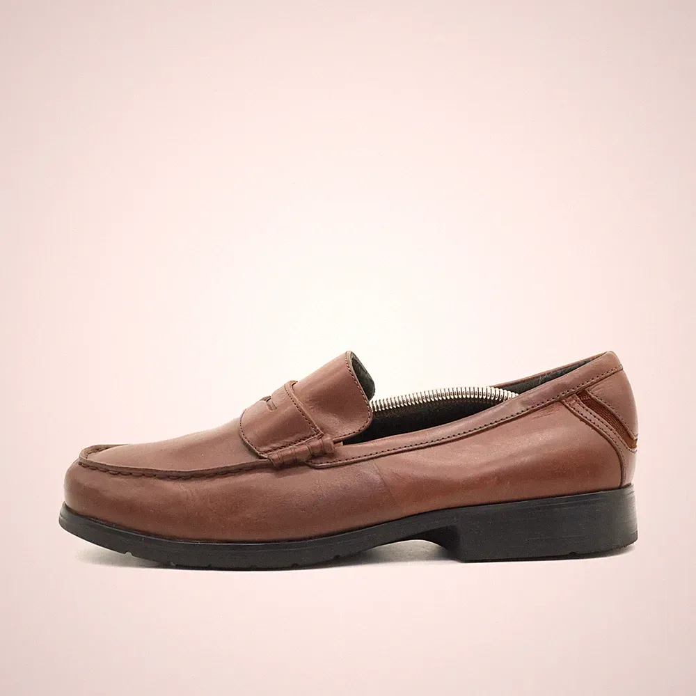 Bostonian Herren Slipper EU 44.5 Flexlite Braun Leder Bequem, Flexsohle Loafer