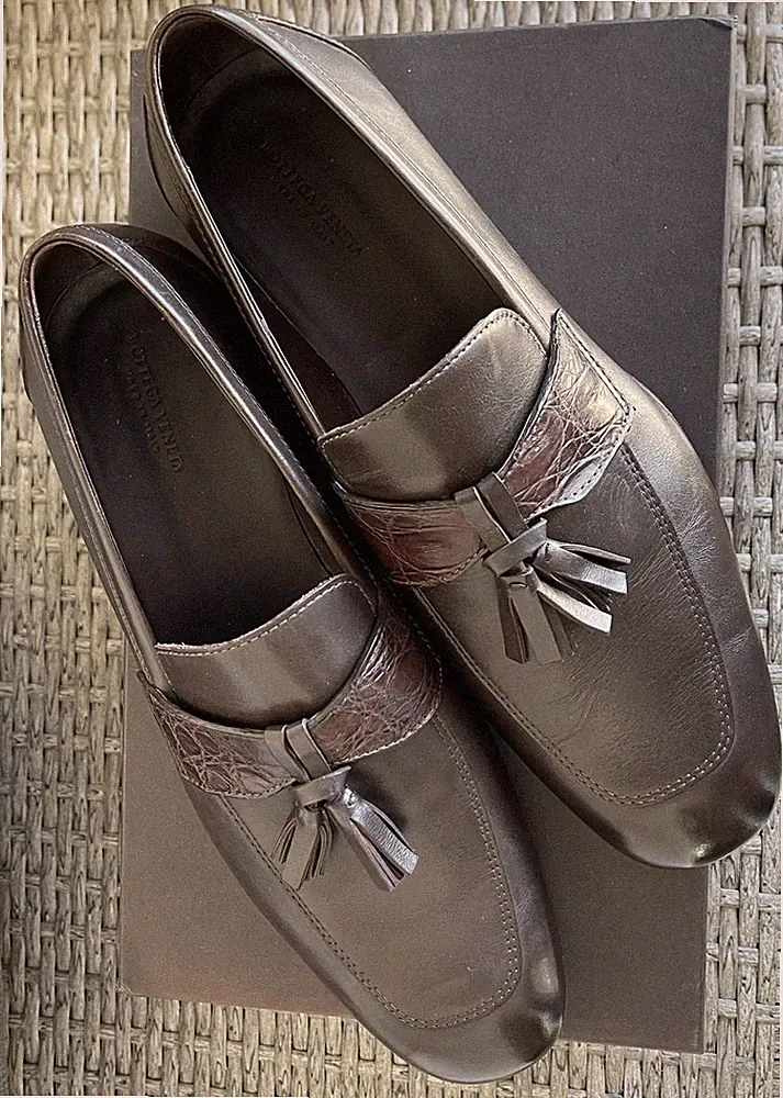 BOTTEGA VENETA extravagante Halbschuhe Herren braun Loafer Gr. 44