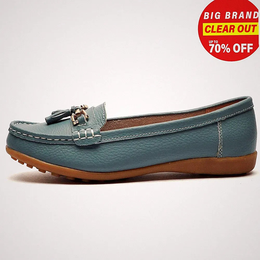 Boulevard Camila Damen Klassische Smarte Elegante Leder Quasten Slipper Blau