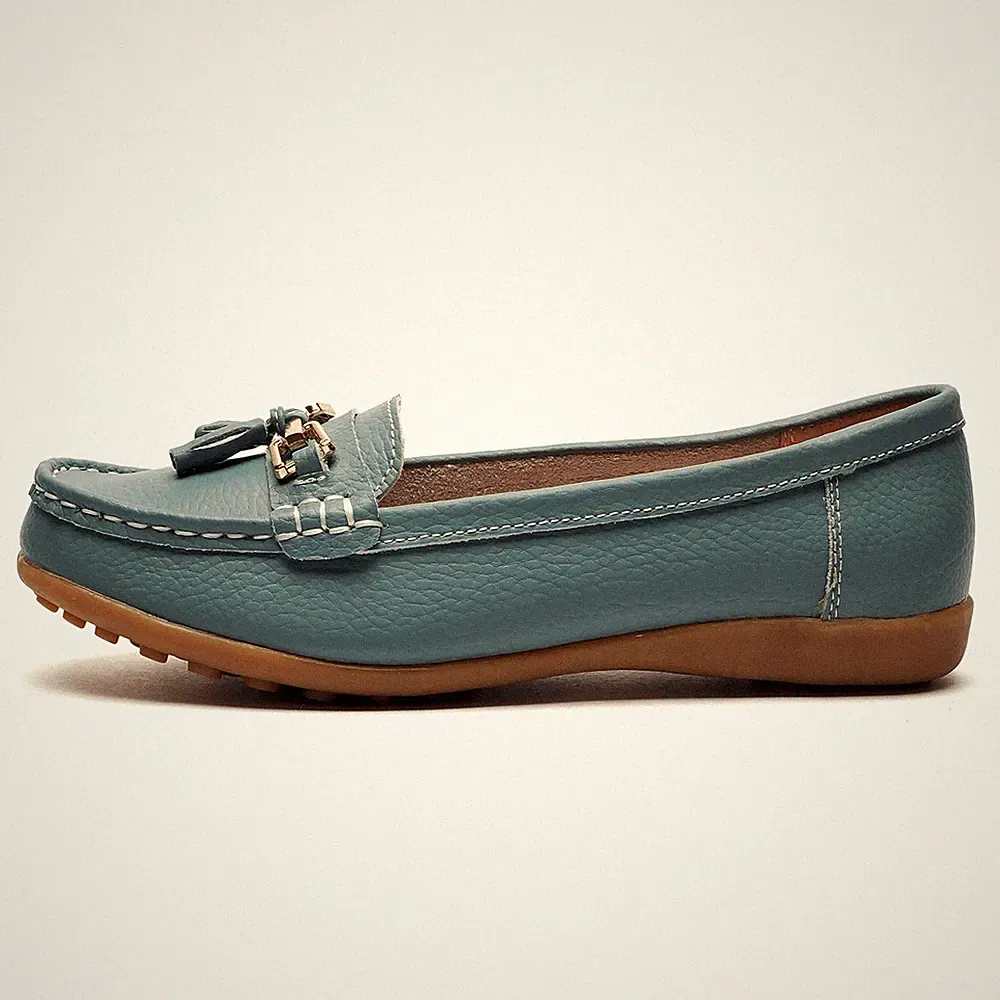 Boulevard Camila Damen Klassische Smarte Elegante Leder Quasten Slipper Blau
