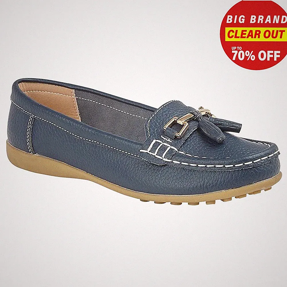 Boulevard Camila Damen Klassische Smarte Freizeit Leder Quasten Slipper Navy