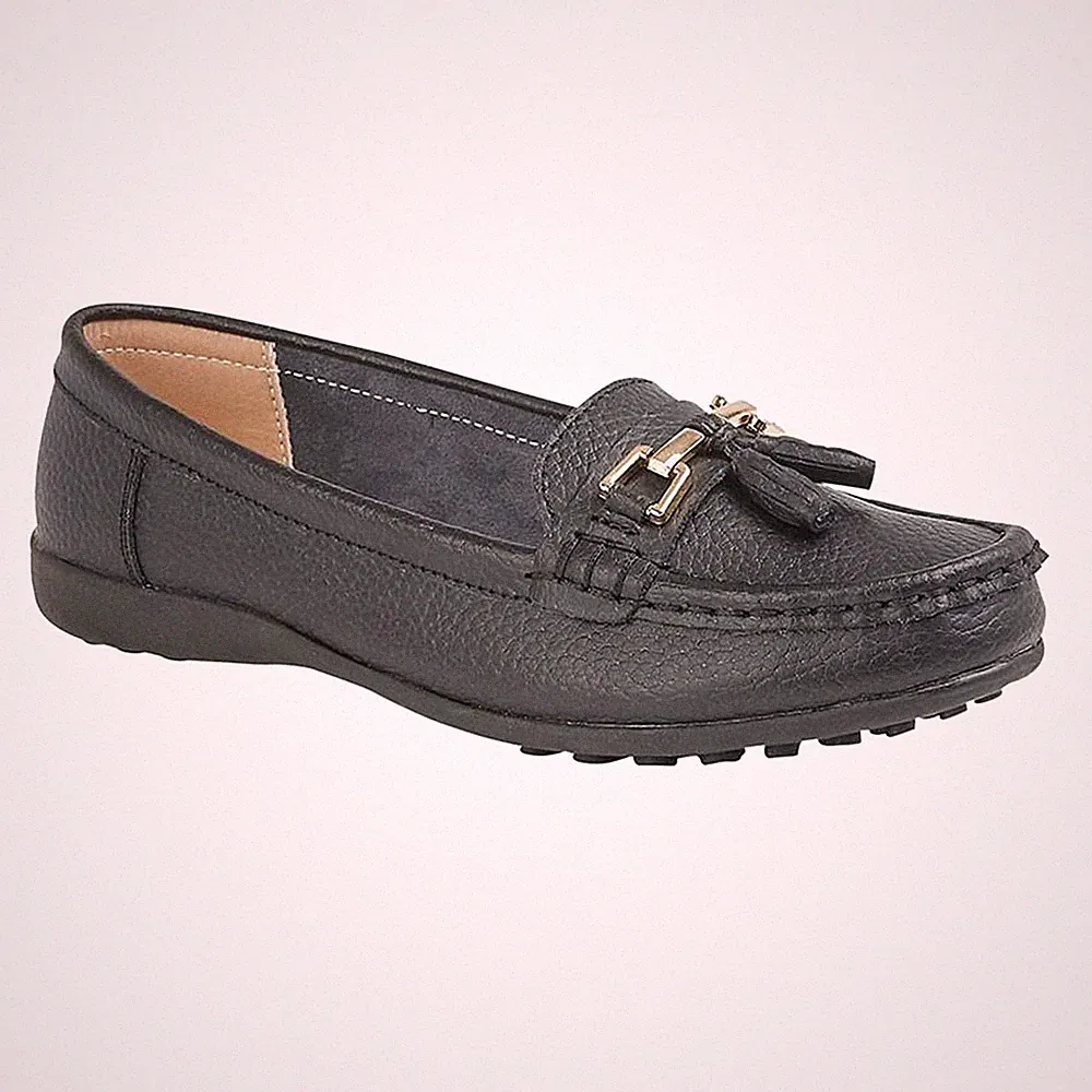 Boulevard Camila Damen Klassische Smarte Lederschuhe Mit Quasten Loafer Schwarz