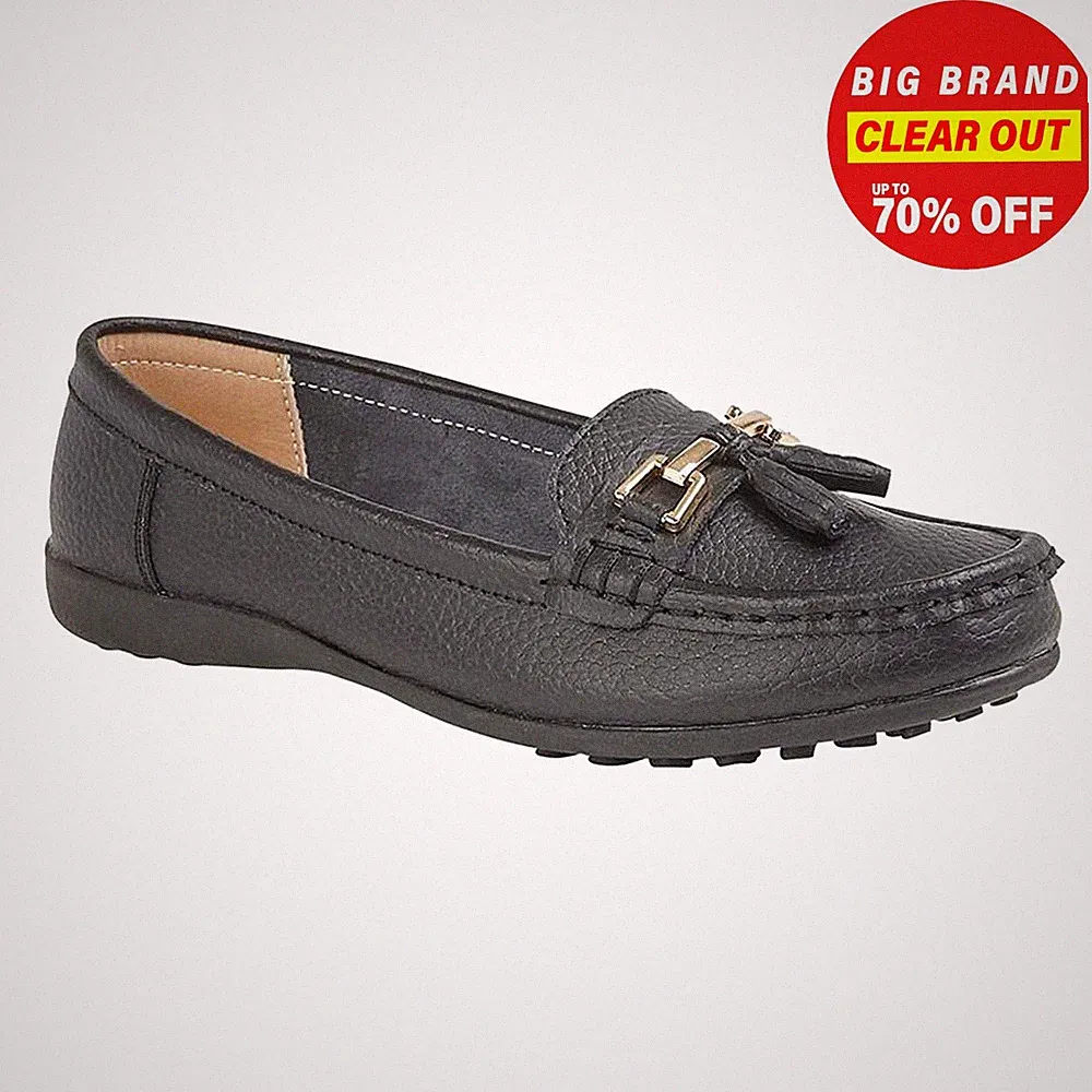 Boulevard Camila Damen Klassische Smarte Lederschuhe Mit Quasten Loafer Schwarz